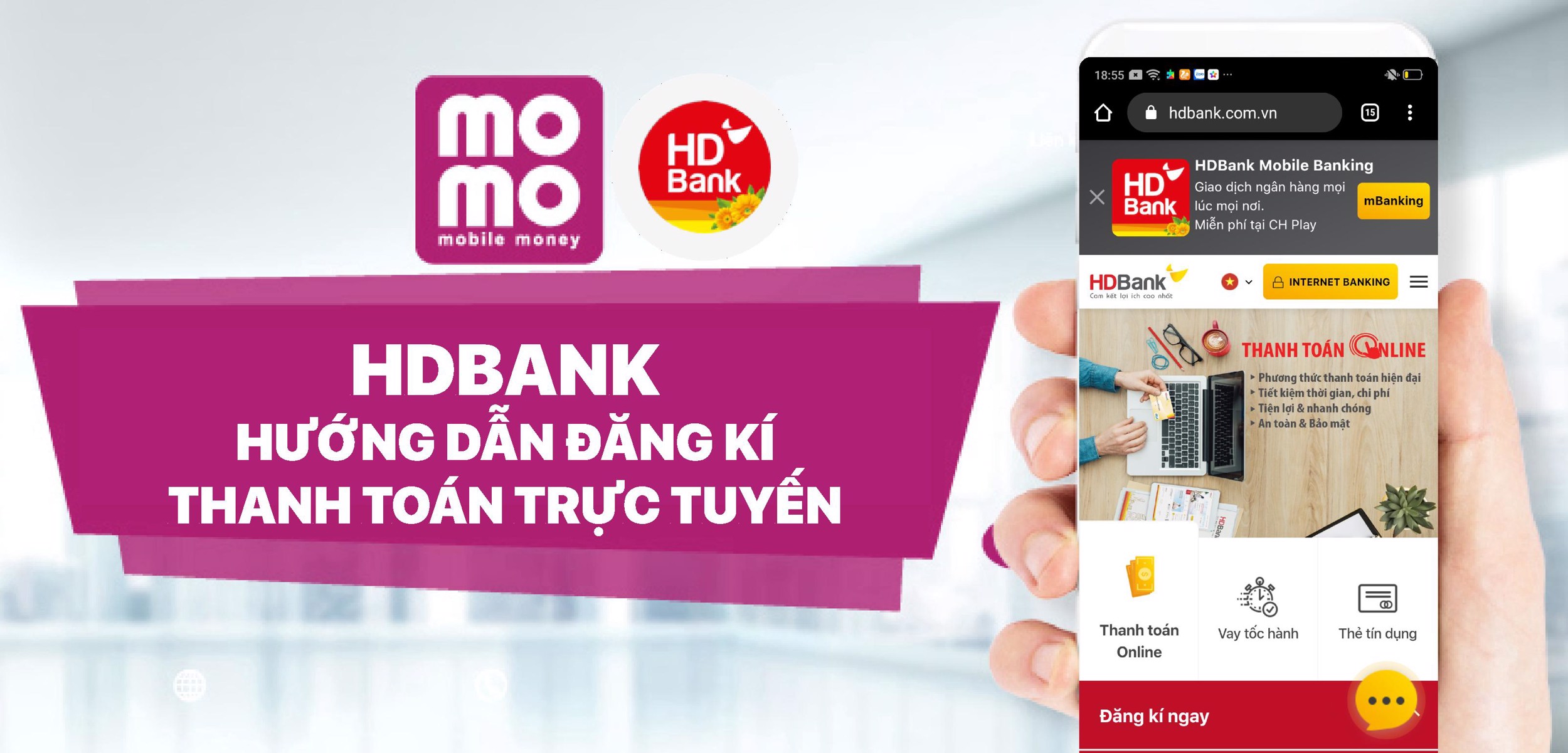 Hướng dẫn đăng kí thanh toán trực tuyến HDBank