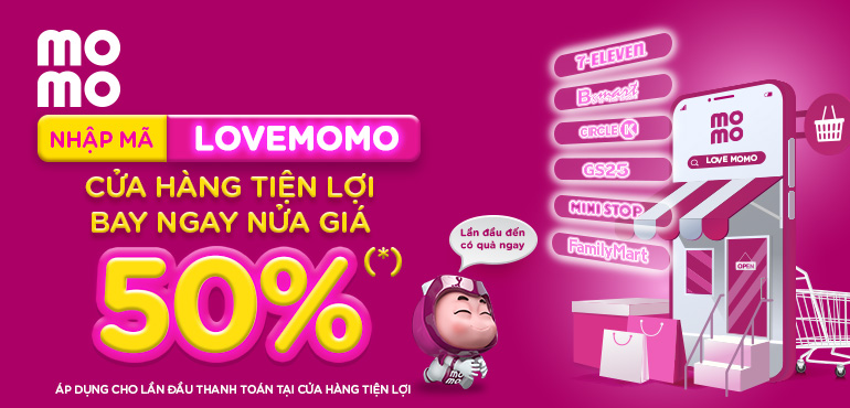 Nhập mã LOVEMOMO giảm 50% đến 20.000Đ khi mua sắm tại cửa hàng tiện lợi