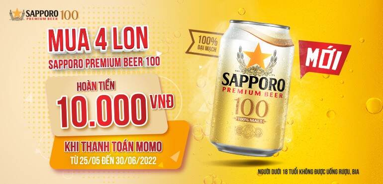 Hoàn tiền 10.000đ khi mua 4 lon bia Sapporo Premium 100 330ml tại hệ thống GS25